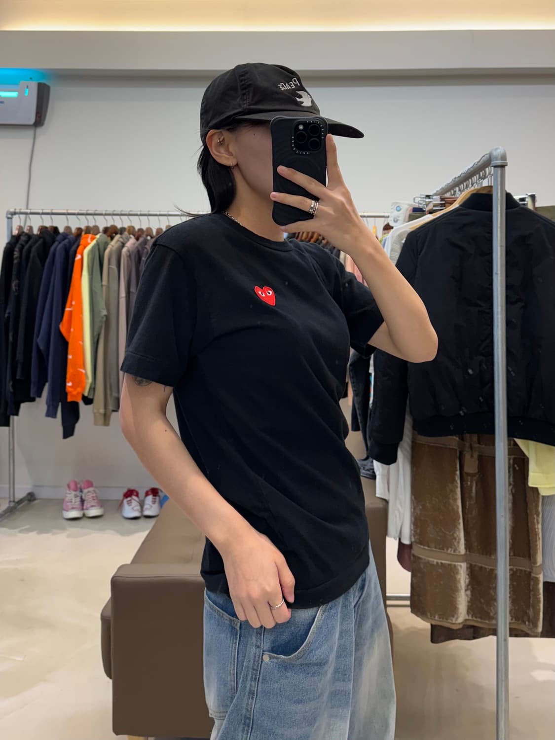 꼼데가르송 레드 하트 와펜 반팔 티셔츠 상품이미지7