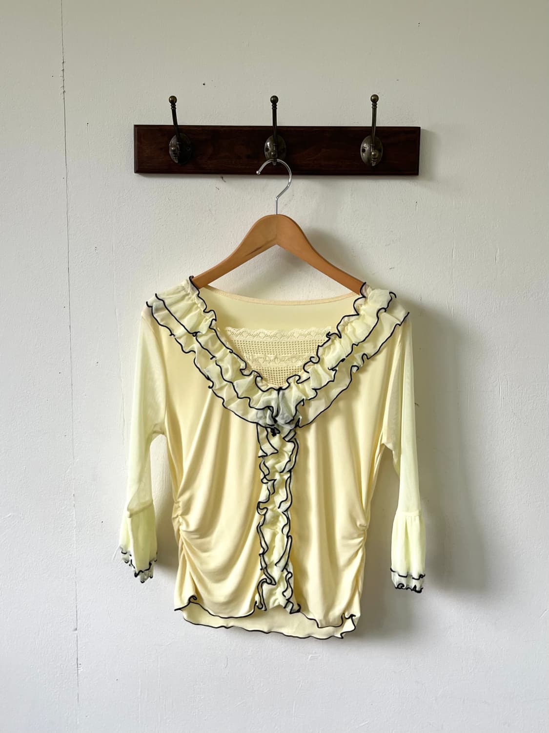 Japan vtg 엘로우 프릴 탑 상품이미지1