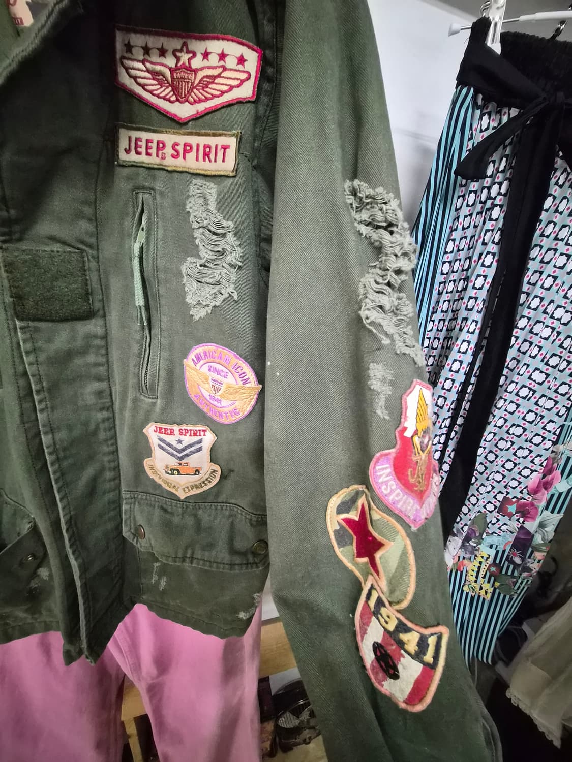 디젤 자수와팬 빈티지 워싱 야상.better 핑크데님 상품이미지3