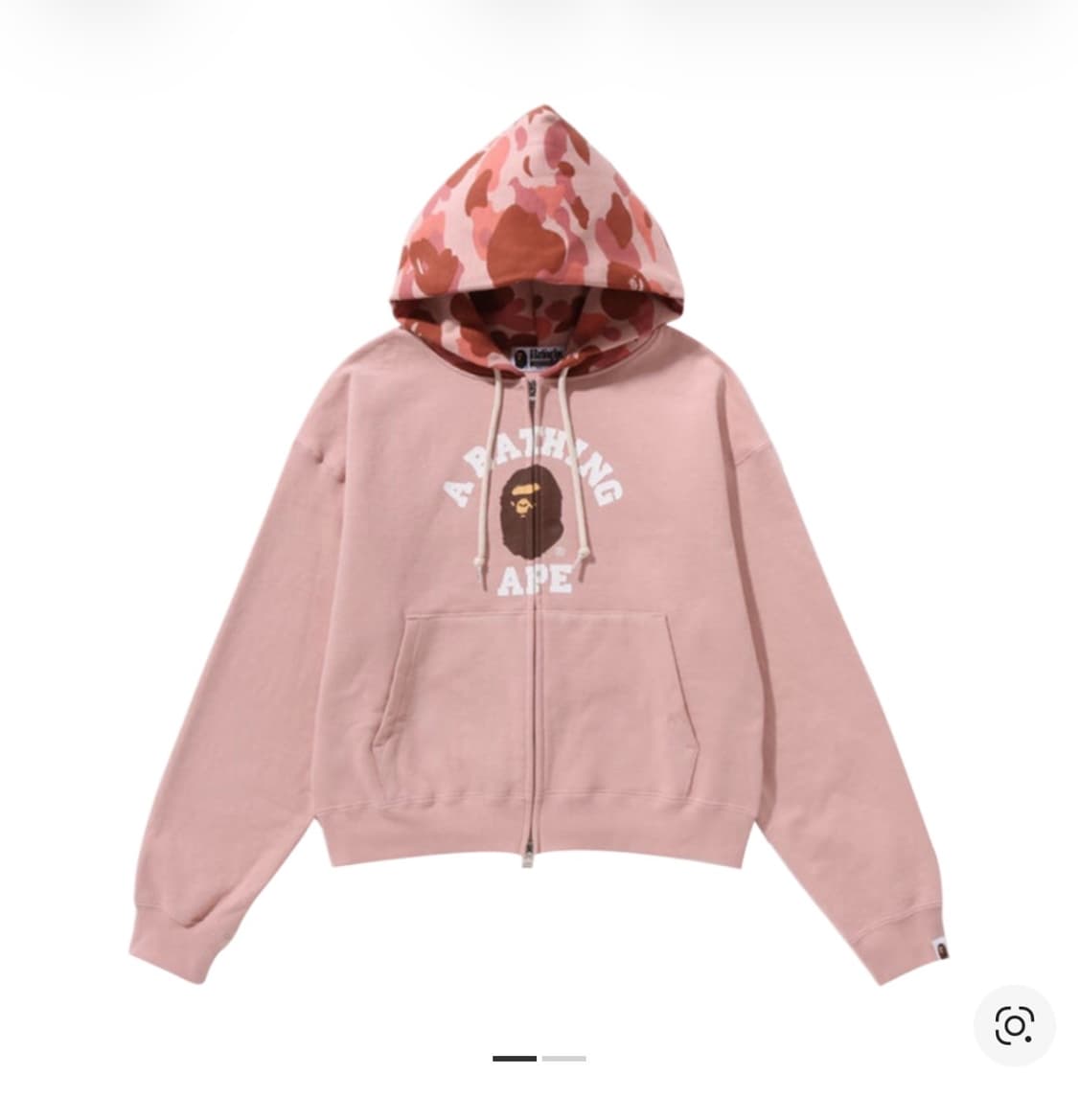 (w) 베이프 퍼스트 카모 컬리지 집 후드 핑크 상품이미지1
