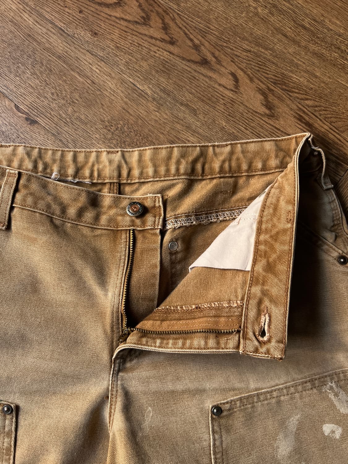 [34]칼하트 USA 더티워싱 브라운 더블니 워크 팬츠 상품이미지2