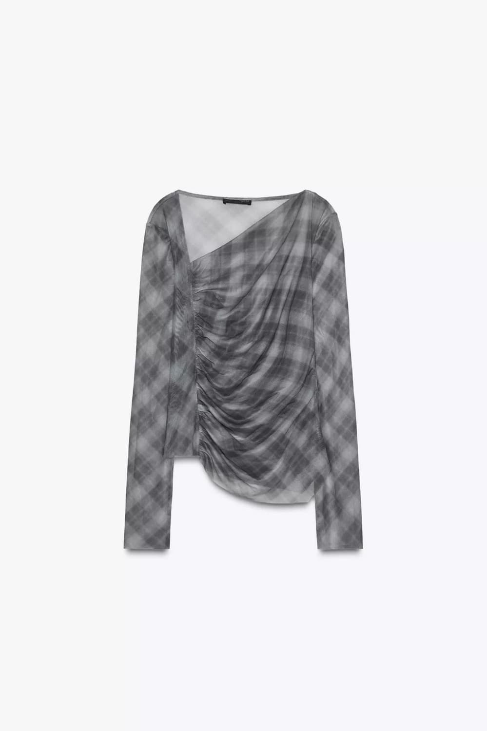 (당일배송) 자라 zara 체크 튤 티셔츠 그레이 5039/846/802 상품이미지1