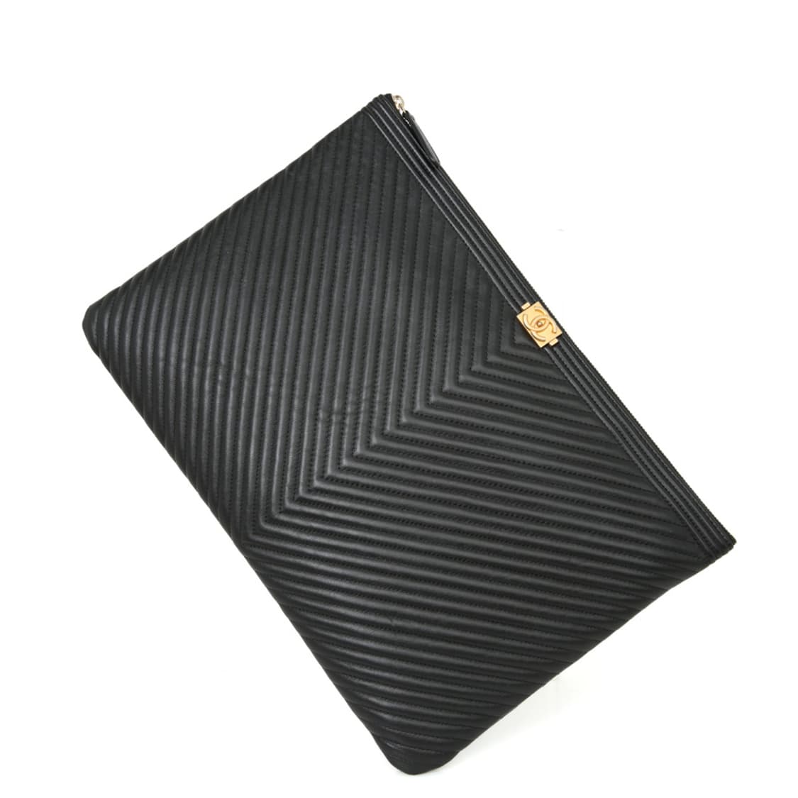 샤넬 클래식 캐비어 보이클러치 라지 쉐브론 블랙 A80570 상품이미지10