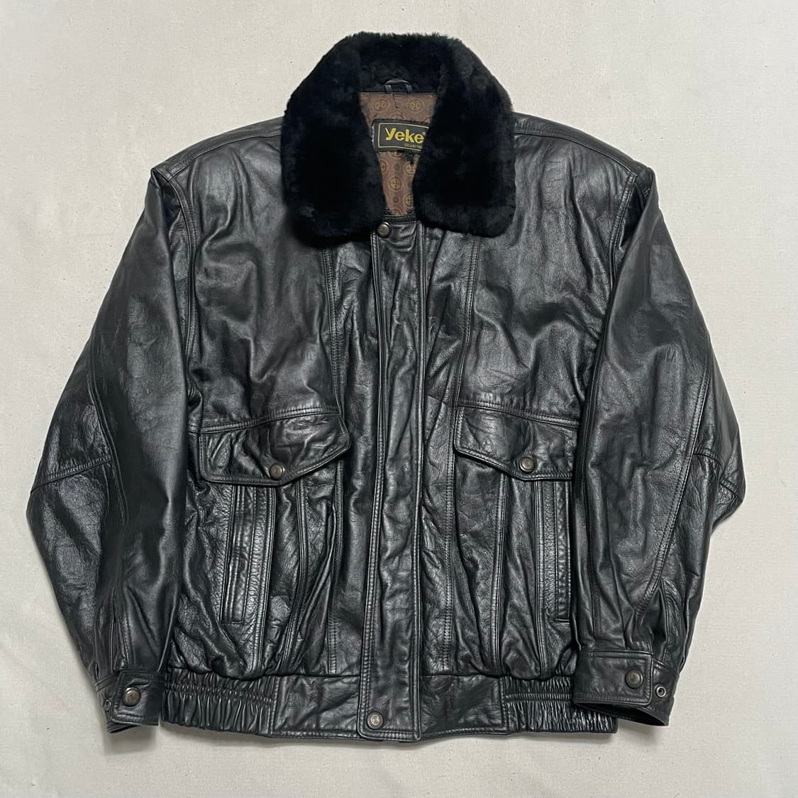 105 Vtg 소가죽 레더 무스탕 봄버 자켓 상품이미지2