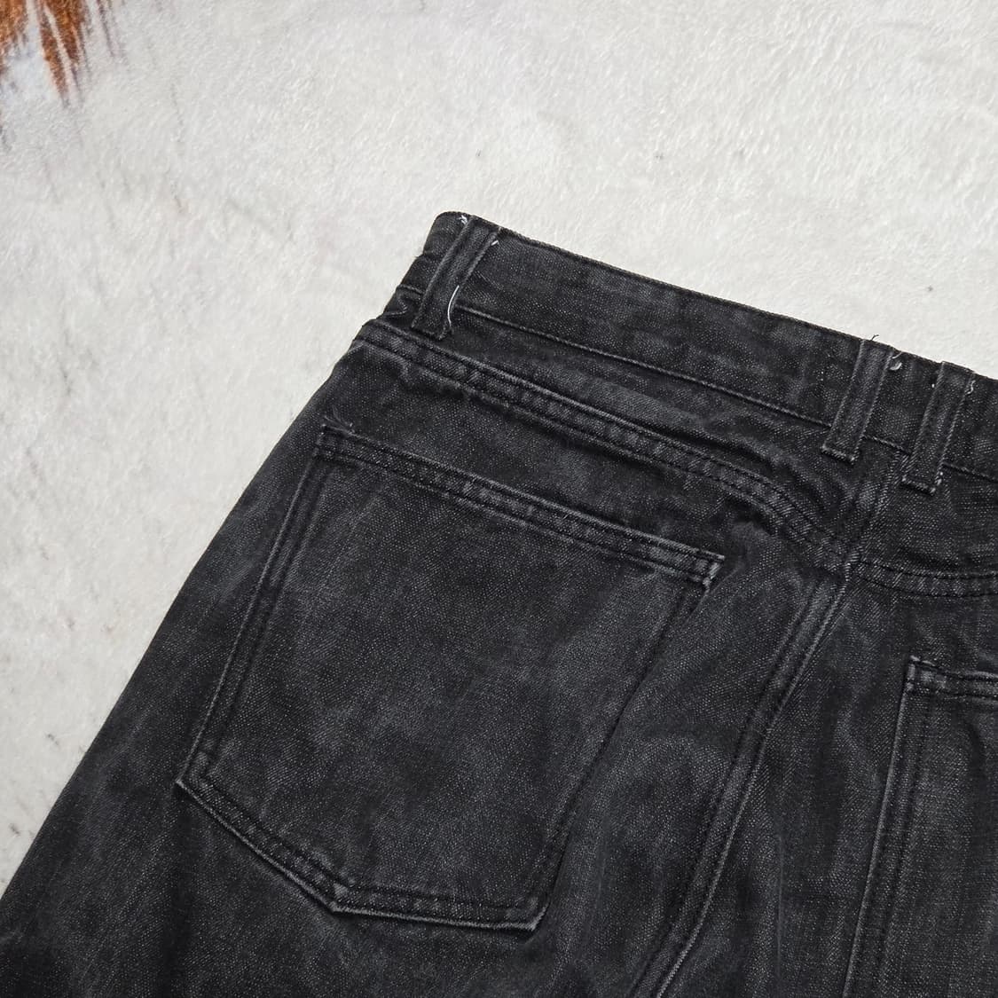 흑청 원 핀턱 빈티지 워싱 와이드 팬츠 상품이미지5