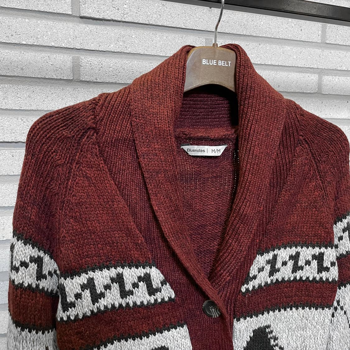 CANADA VINTAGE 코위찬 니트 가디건 그래픽 패턴 디테일 레드 상품이미지4