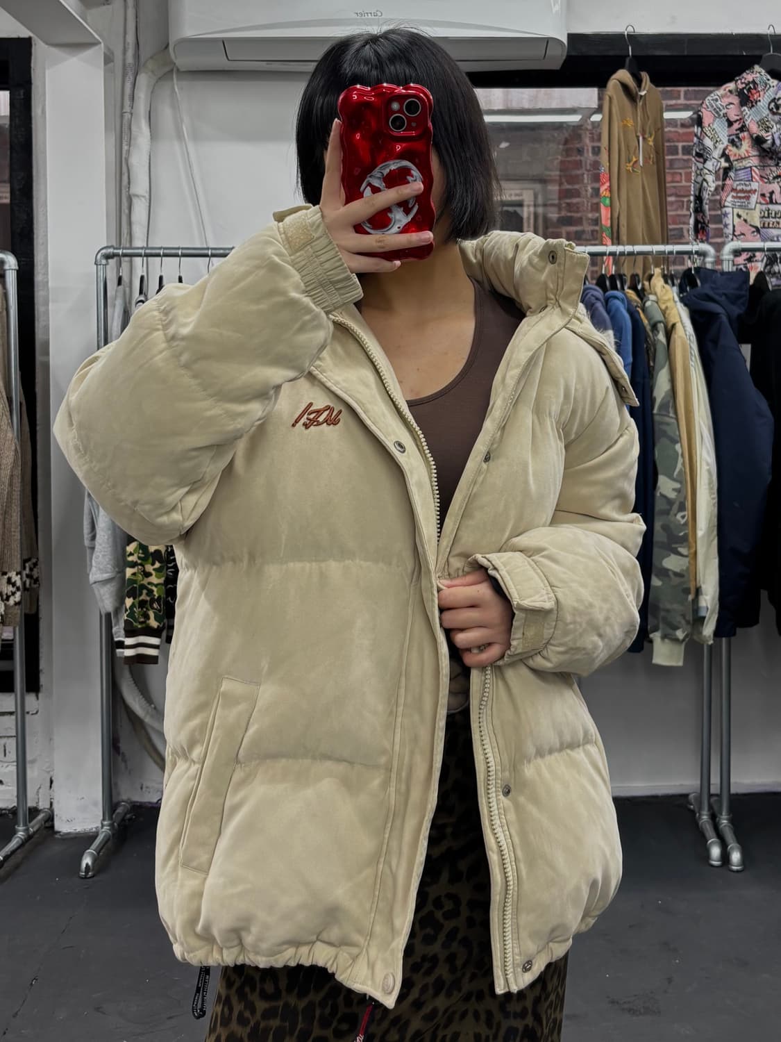 마자플라바 퍼후드 베이지 패딩 상품이미지4