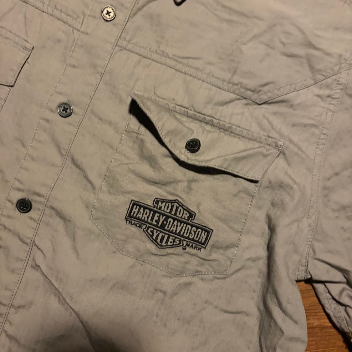 HARLEY DAVIDSON 자수 하프 워크 셔츠 그레이 상품이미지4