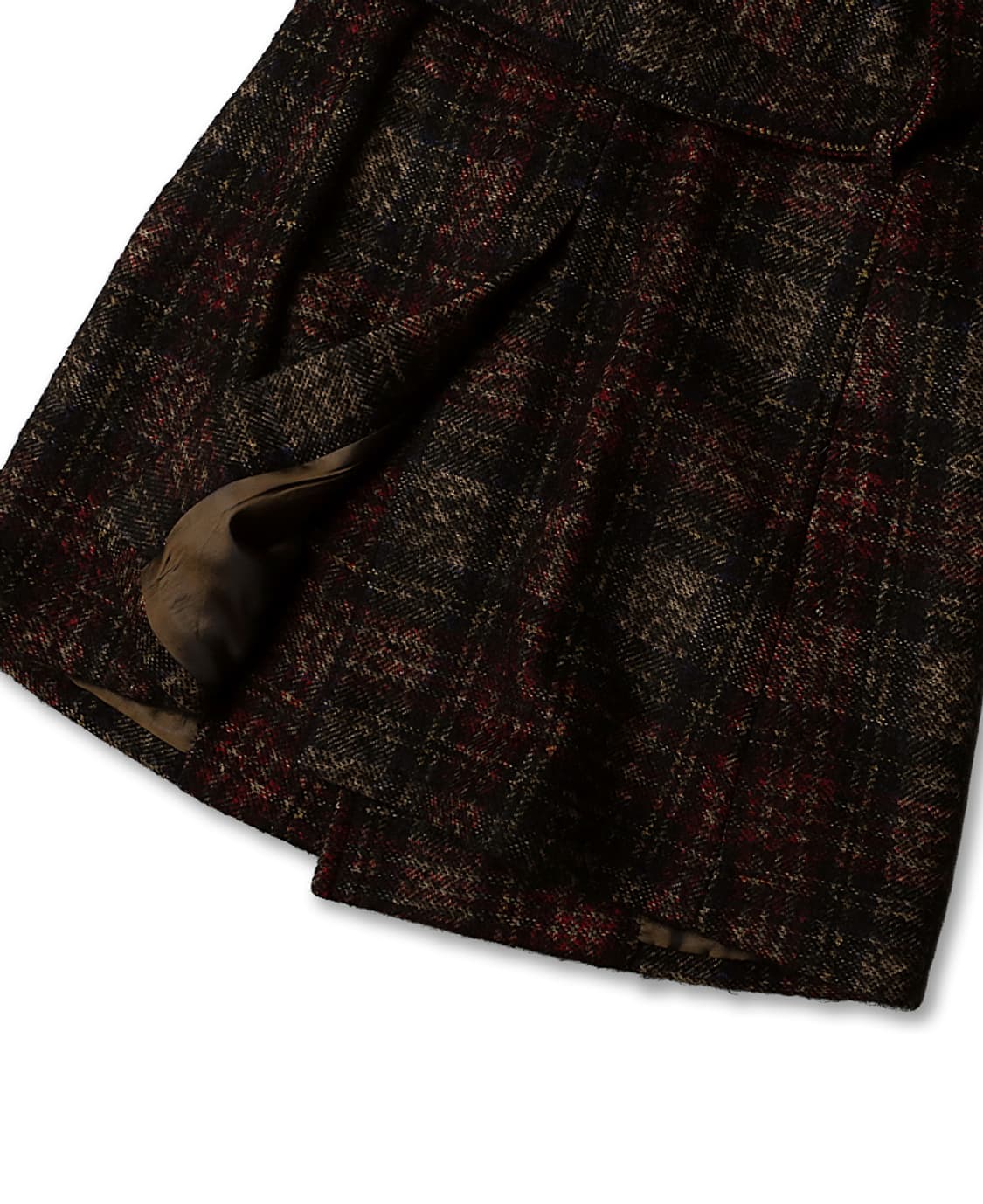 에토네 [Etonne] 버건디 체크 헤어리 벨티드 더블 코트 클래식 상품이미지5