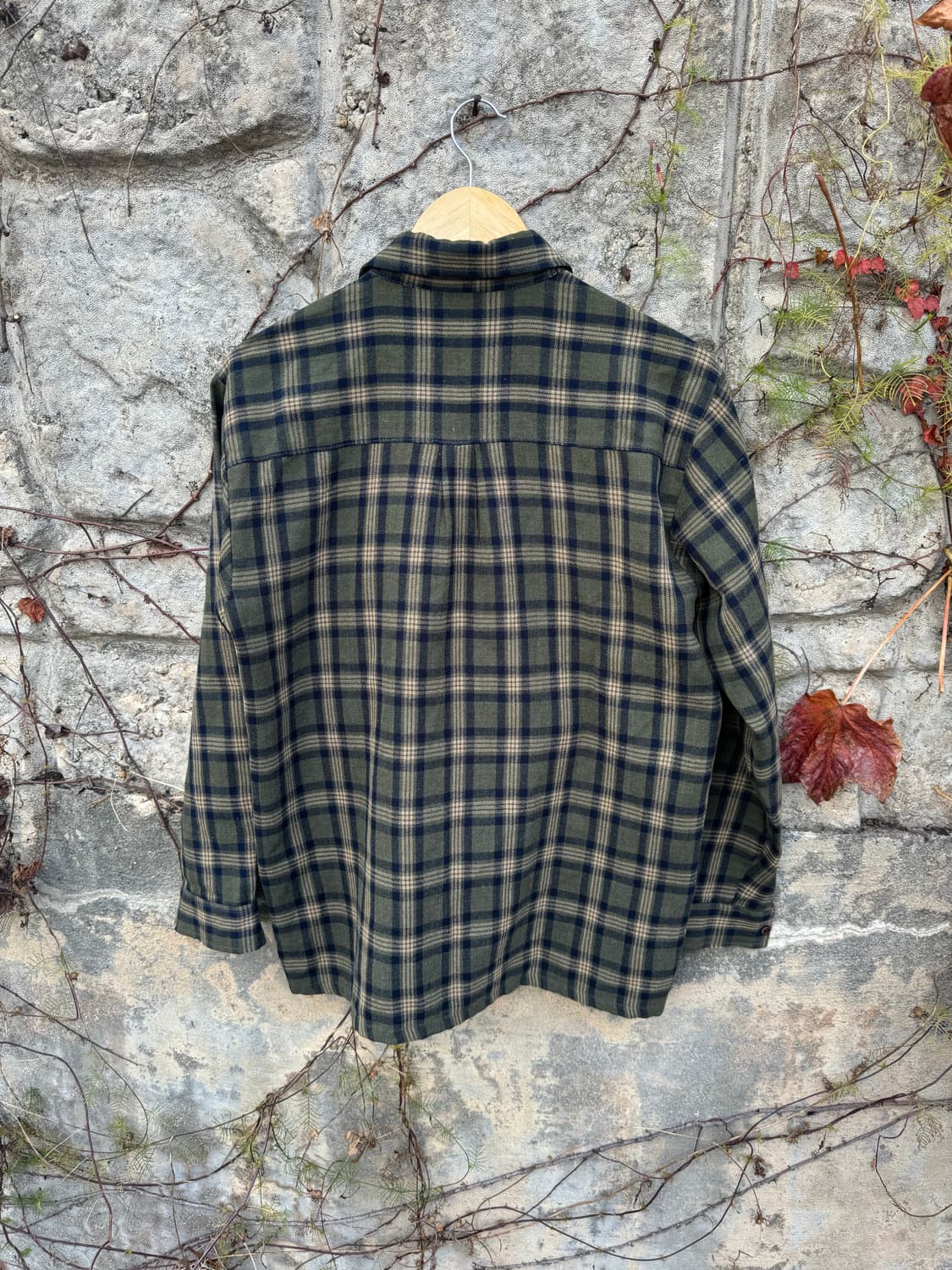 일본 빈티지 체크 패턴 포켓 플란넬 셔츠 LL 상품이미지2