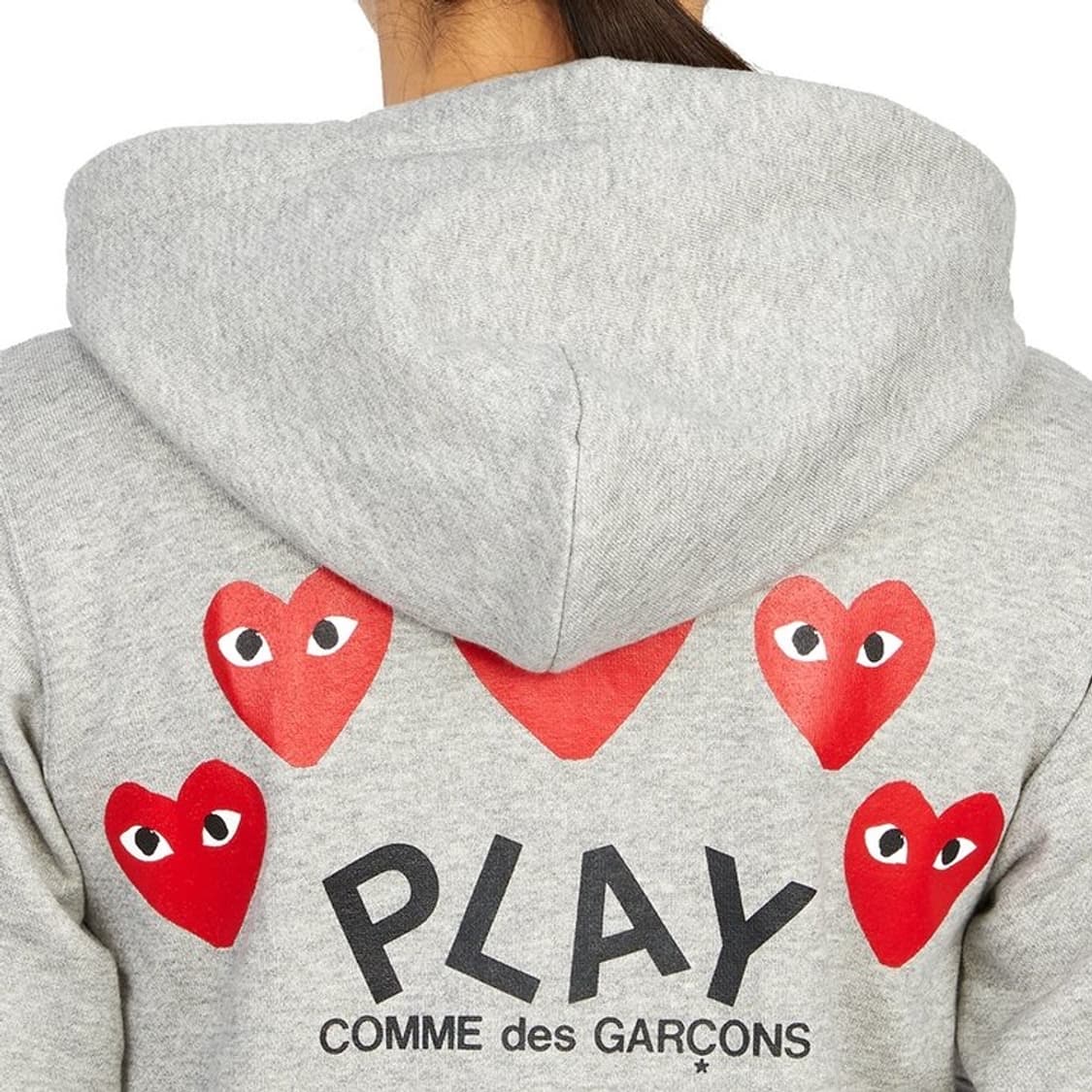 꼼데가르송 레드와펜 여성 후드집업 연그레이 백프린트5하트로고코튼슬리브회색 상품이미지5