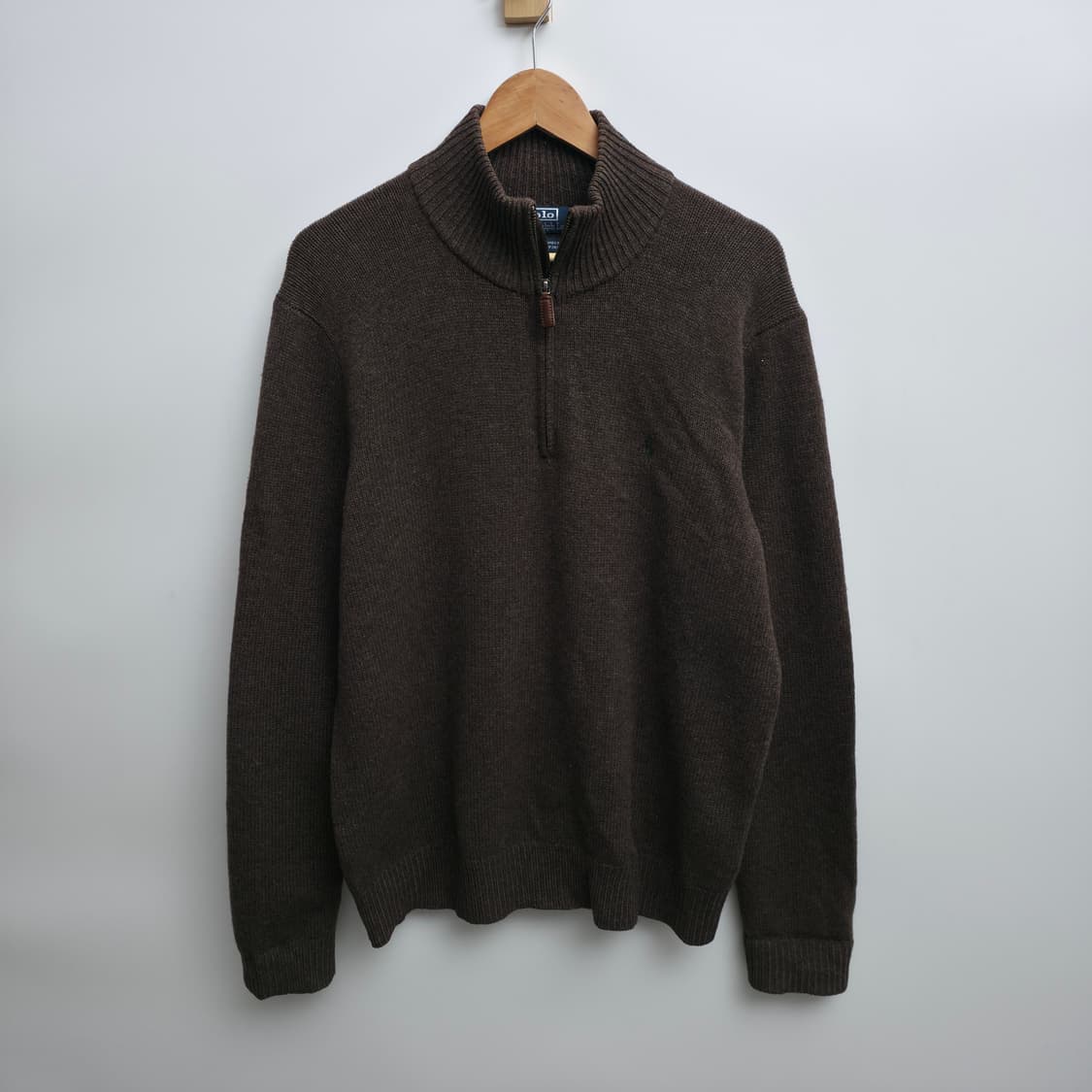 [XL] 폴로 랄프로렌 램스울 쿼터 집업 니트 브라운 상품이미지1