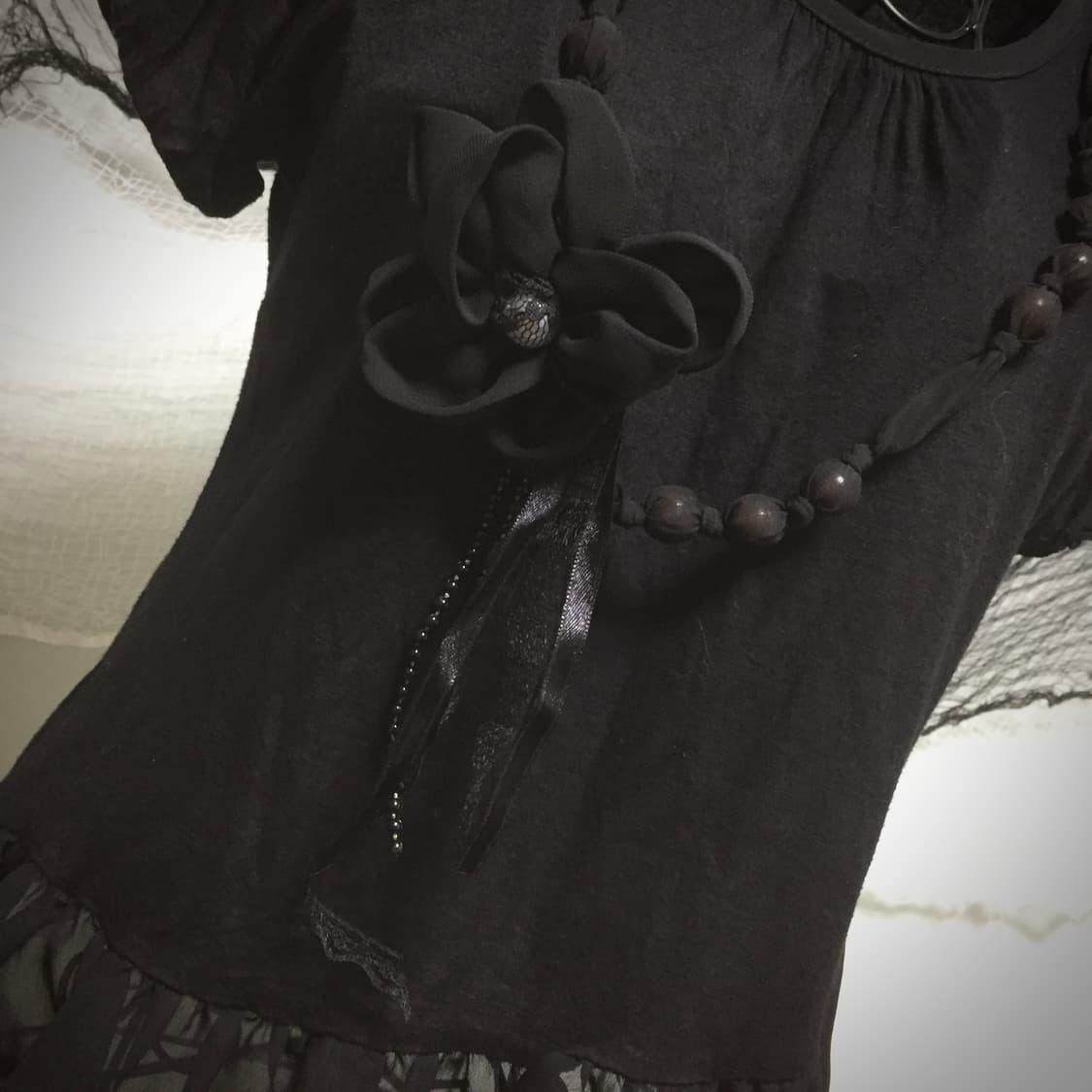 ROSE Fan Fan flower detail frill T 상품이미지4