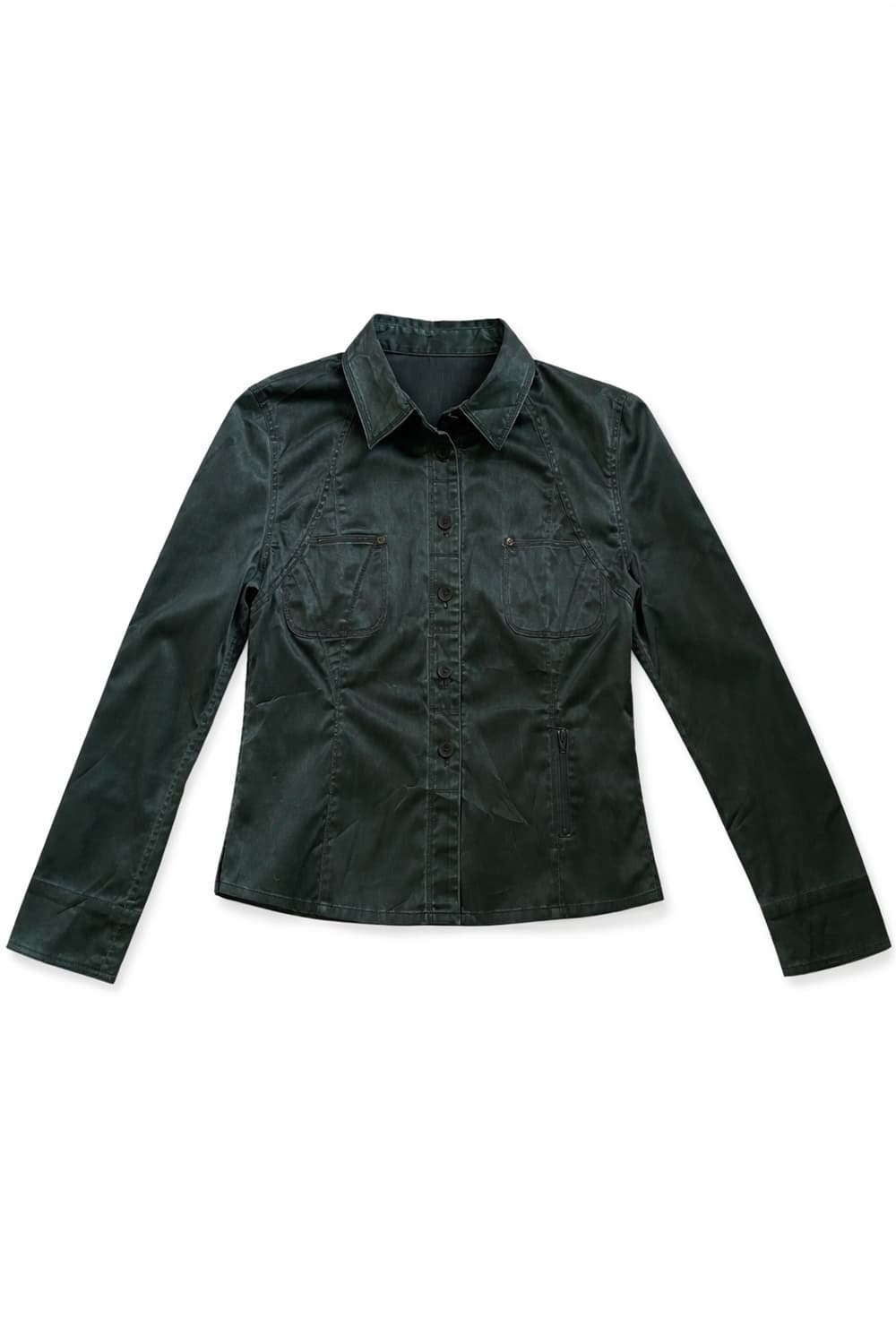 빈티지 워싱 코팅 셔츠 자켓 (광택감)  상품이미지1