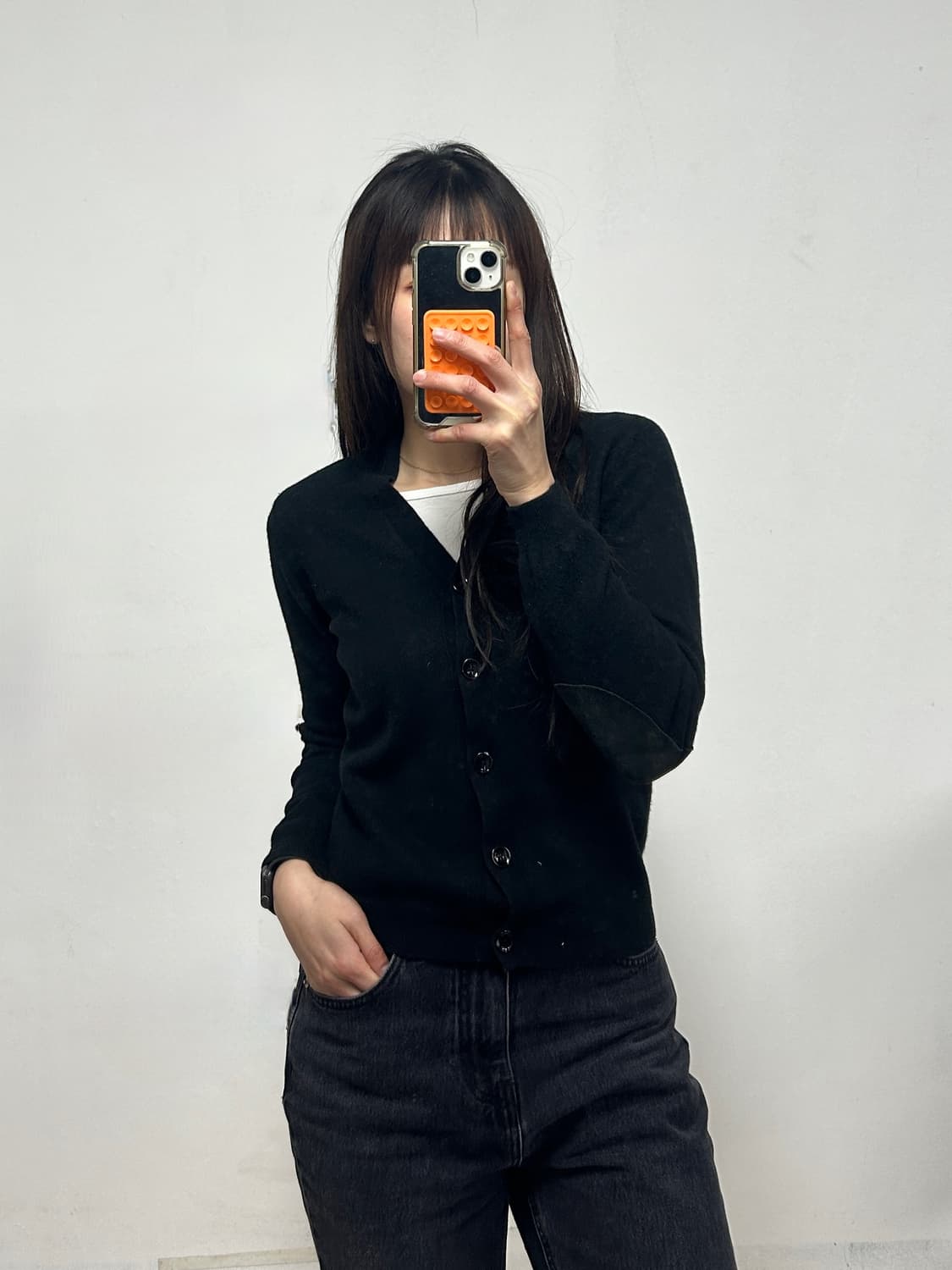 메종 마르지엘라 엘보 패치 가디건 블랙 상품이미지1