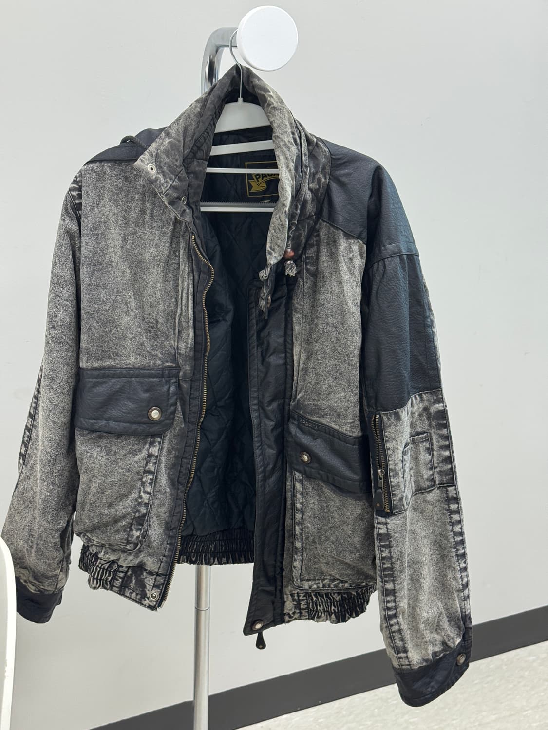 빈티지 워싱 데님 가죽 패치 점퍼 상품이미지1