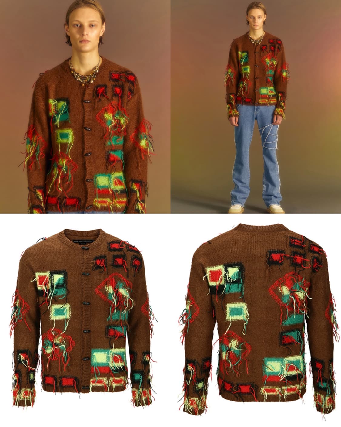 앤더슨벨 빌리지 안타르시아 스웨터 가디건 브라운 XL 상품이미지3