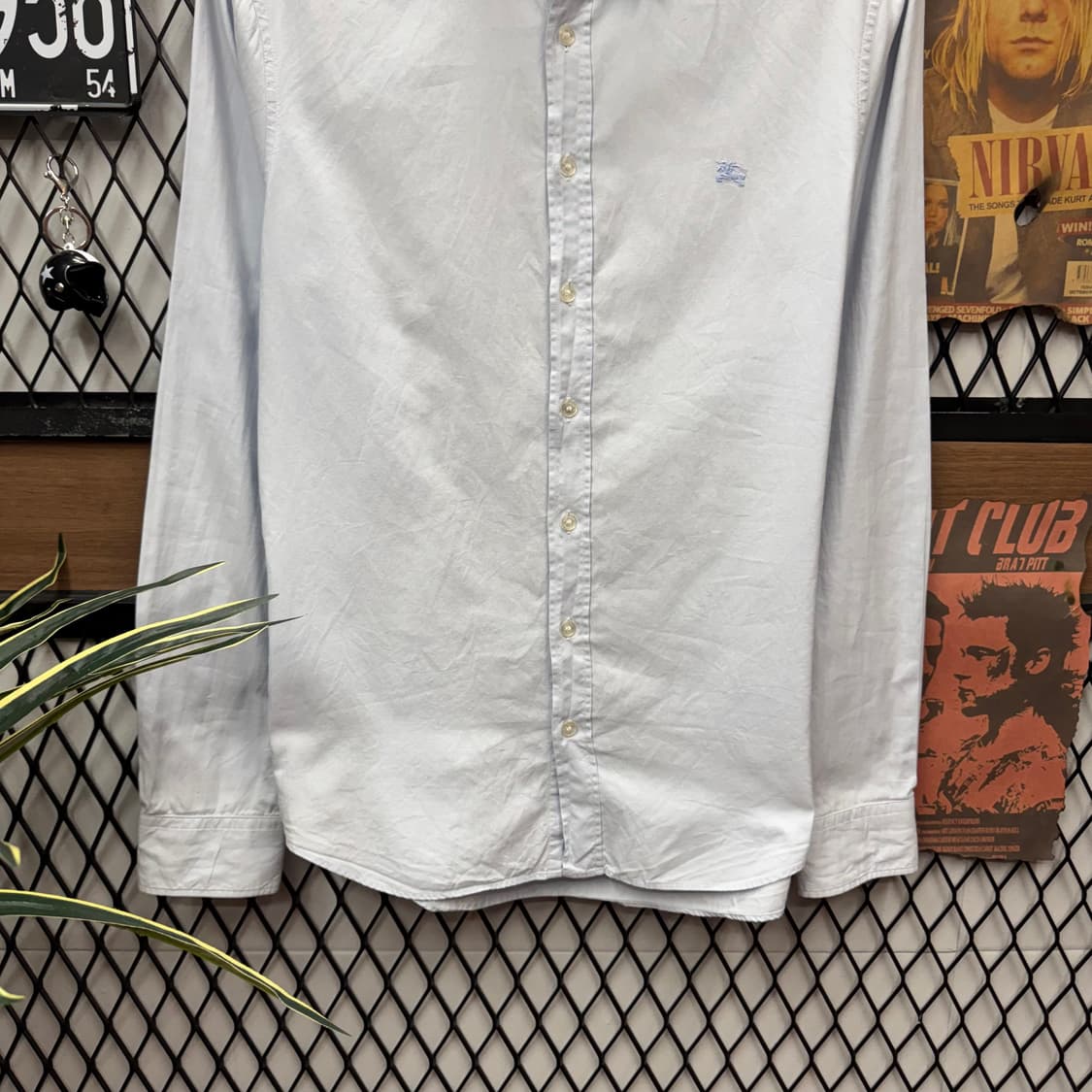 버버리 브릿 긴팔 셔츠 기사 로고 포인트 스카이블루 상품이미지4