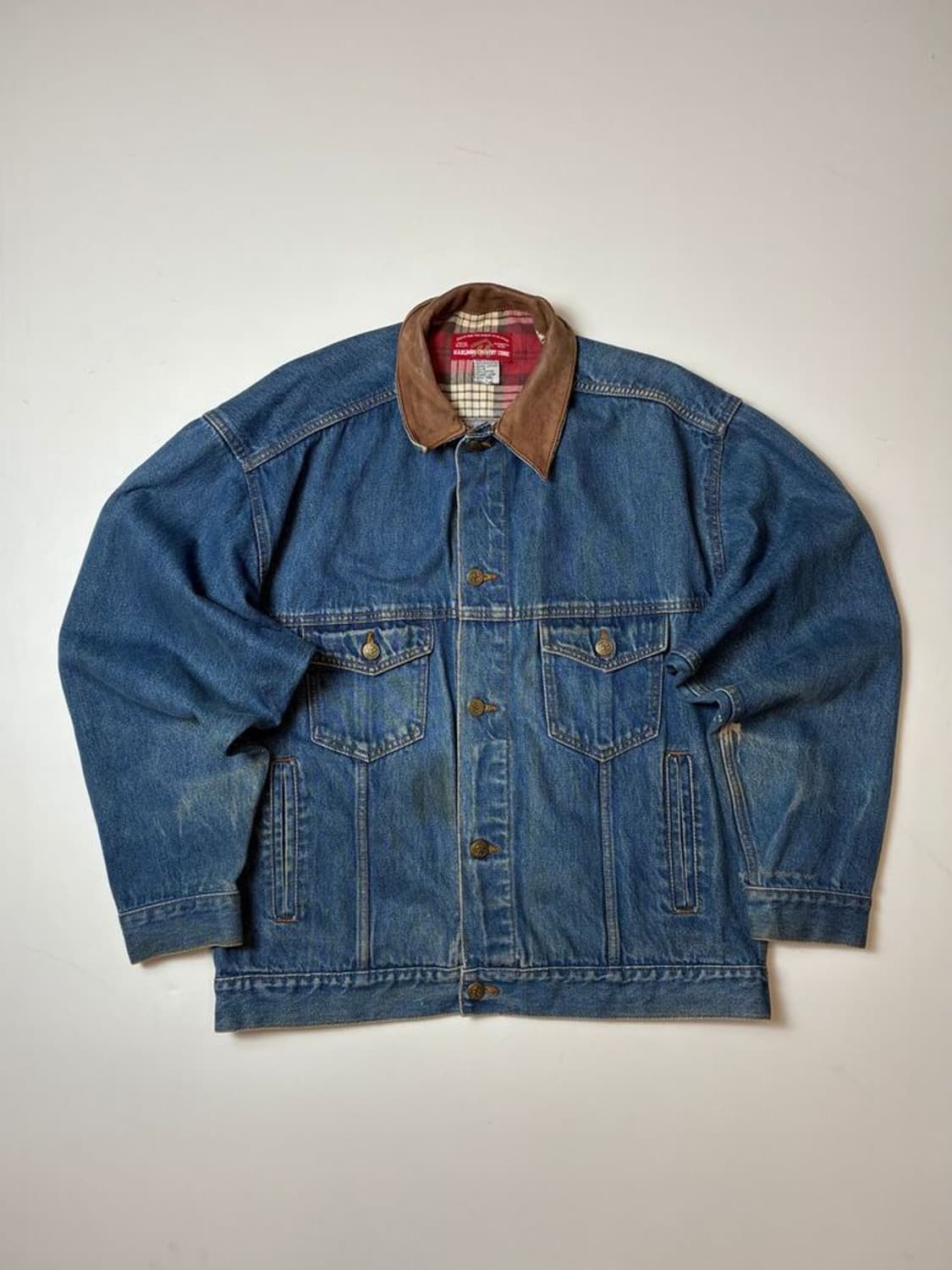 말보로 90's 컨트리 스토어 레더 카라 데님 트러커 자켓 PN8454 상품이미지1