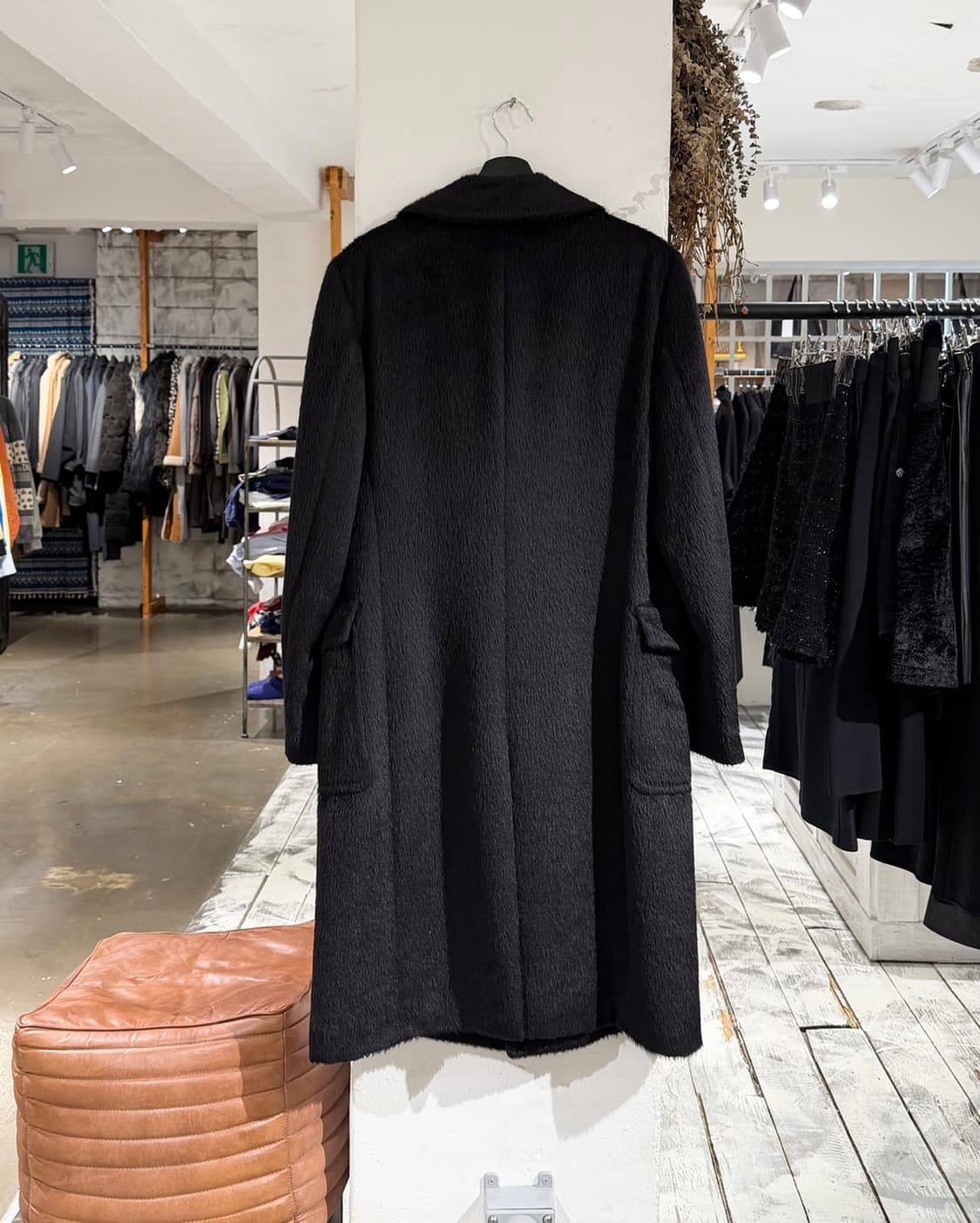 타임 포스트모던 블랙 베이비라마 울 롱 코트 상품이미지6