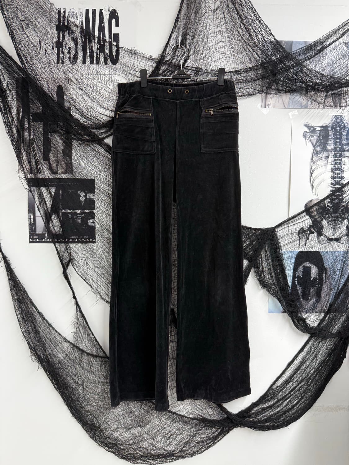 00s velvet zipper pocket bootscut pants 상품이미지1