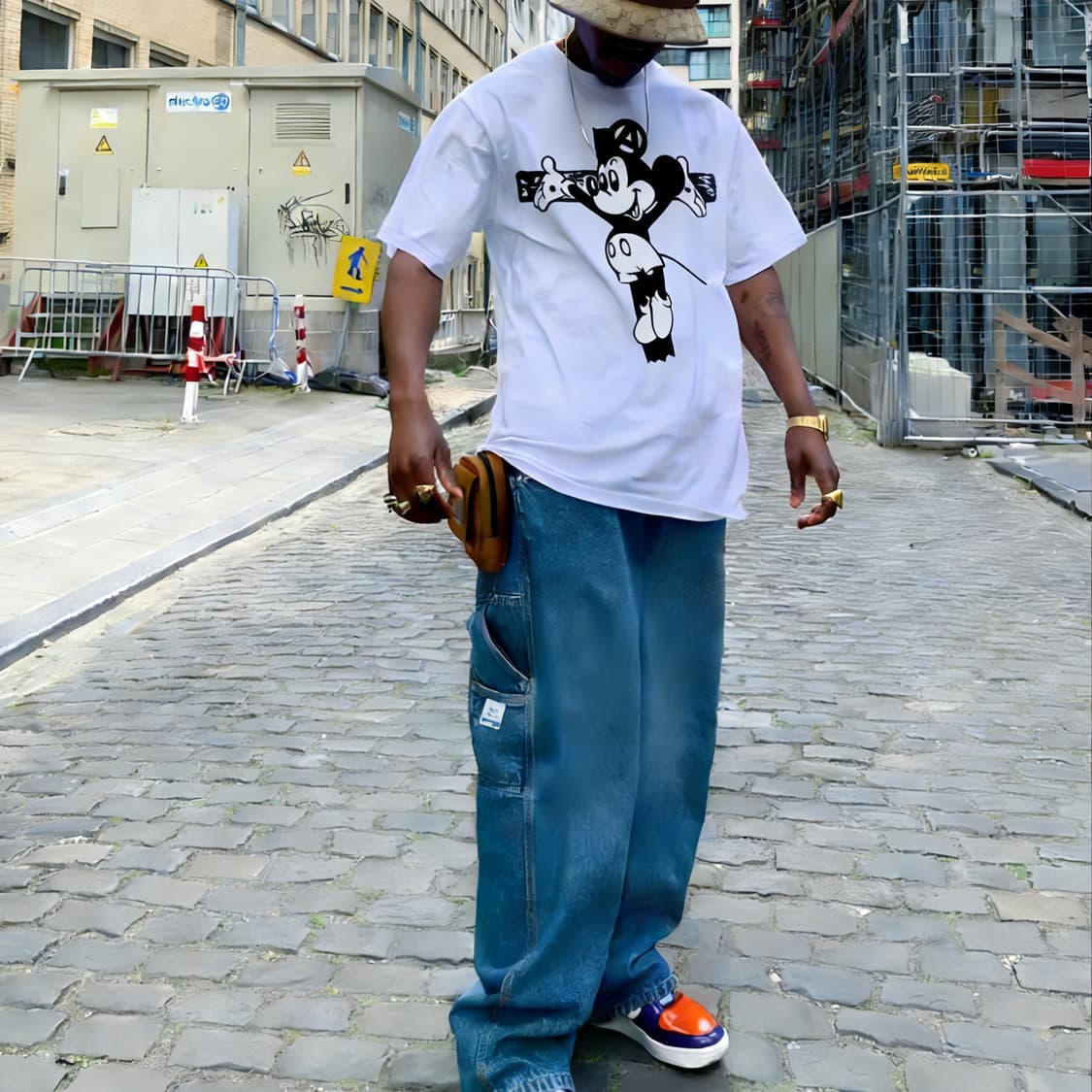 커스텀 미키 프린트 오버사이즈 반팔 상품이미지3