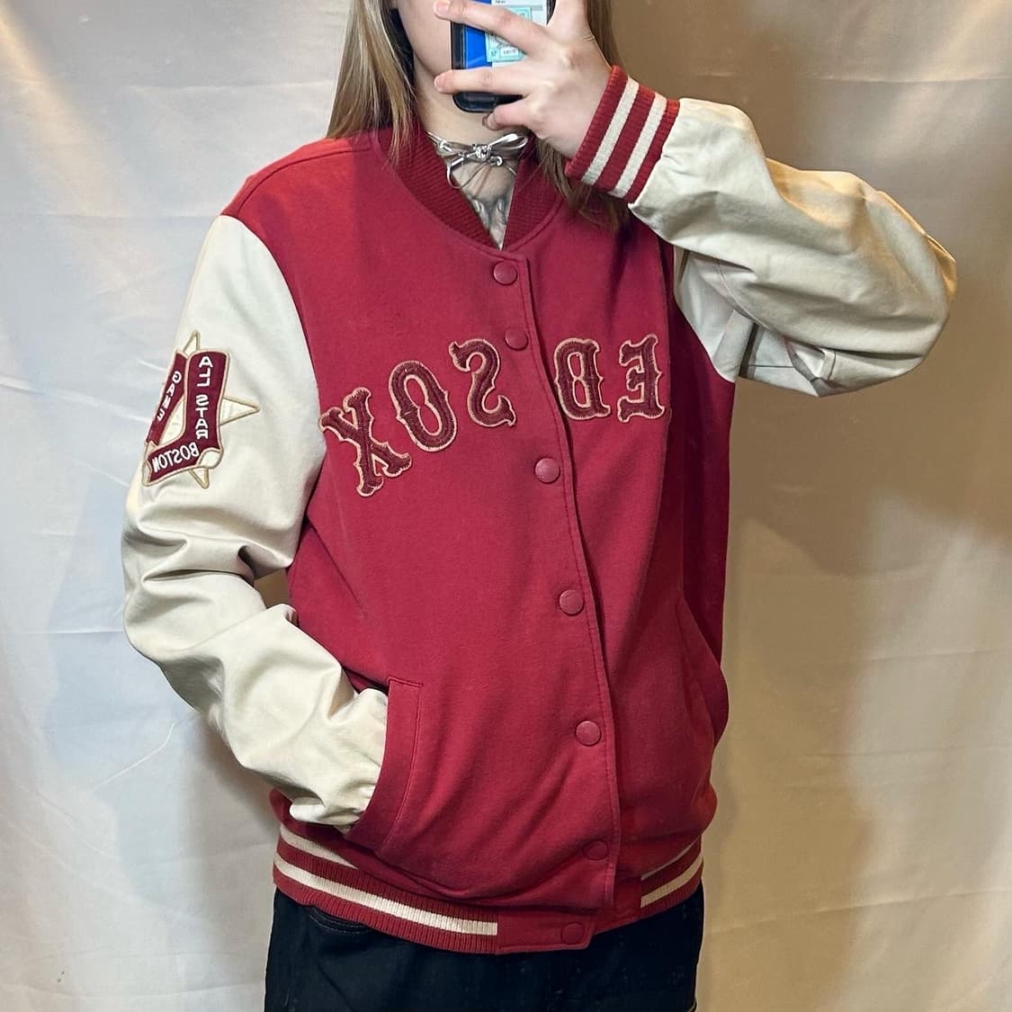 “ MLB “ red varsity jacket 상품이미지1