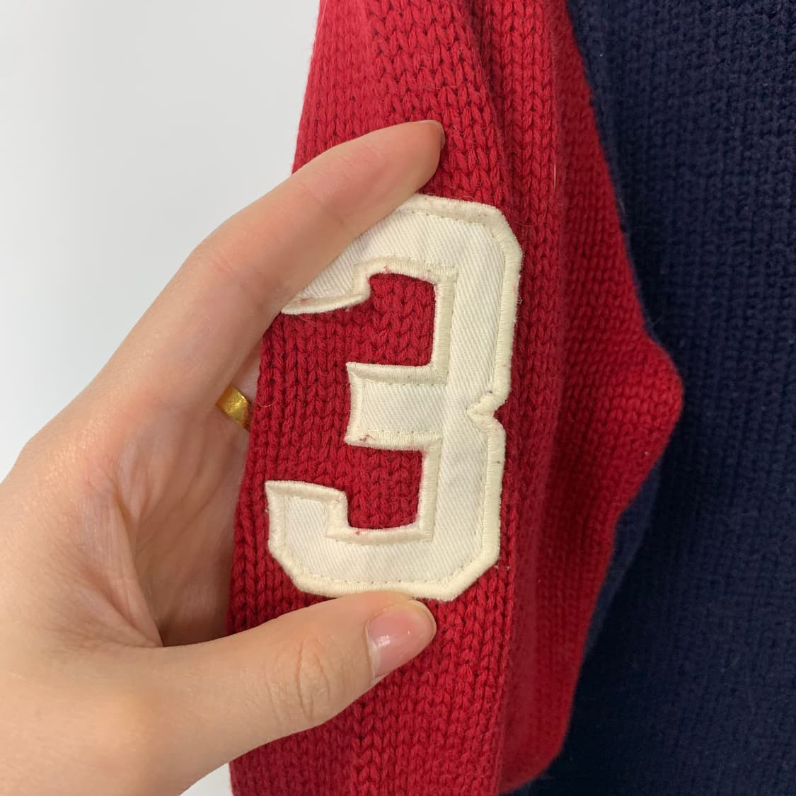 폴로 랄프로렌 빅포니 배색 반집업 니트 상품이미지4