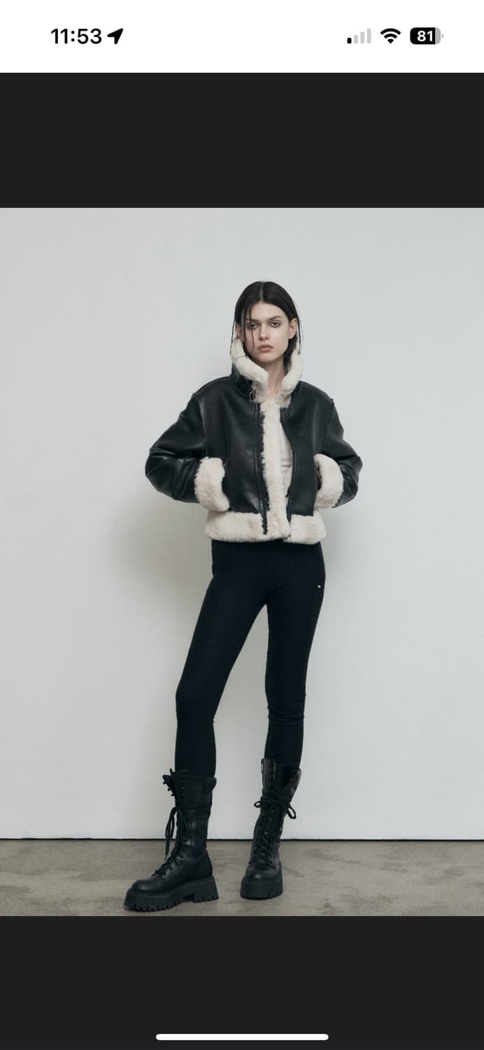 보헤미안서울 슬림핏 시어링 무스탕 블랙 상품이미지3