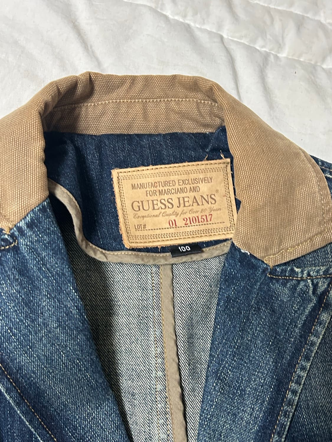 게스 진 배색 워싱 워크 청자켓 상품이미지4