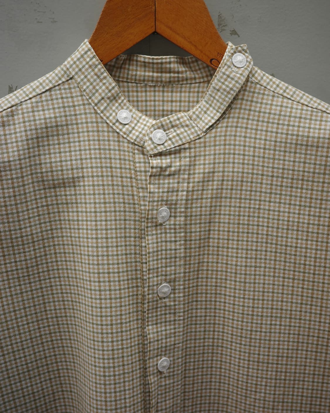 유럽빈티지 체크 만다린 카라 하프플래킷 셔츠 상품이미지2