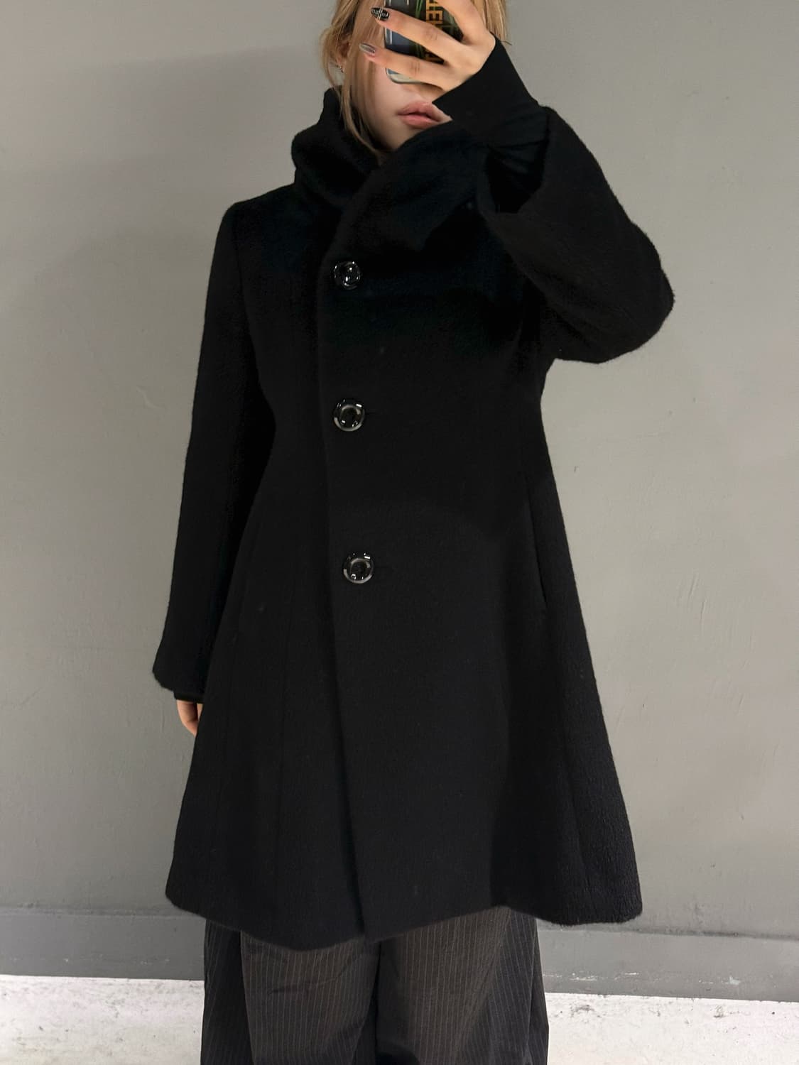 High-neck collar big button coat 상품이미지1