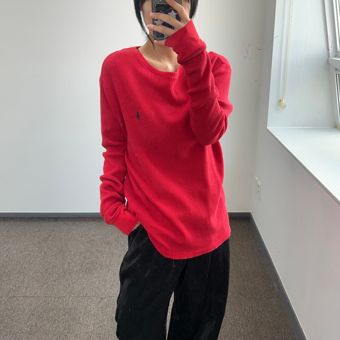 Polo 폴로 블랙 포니 레드 와플 니트 상품이미지2