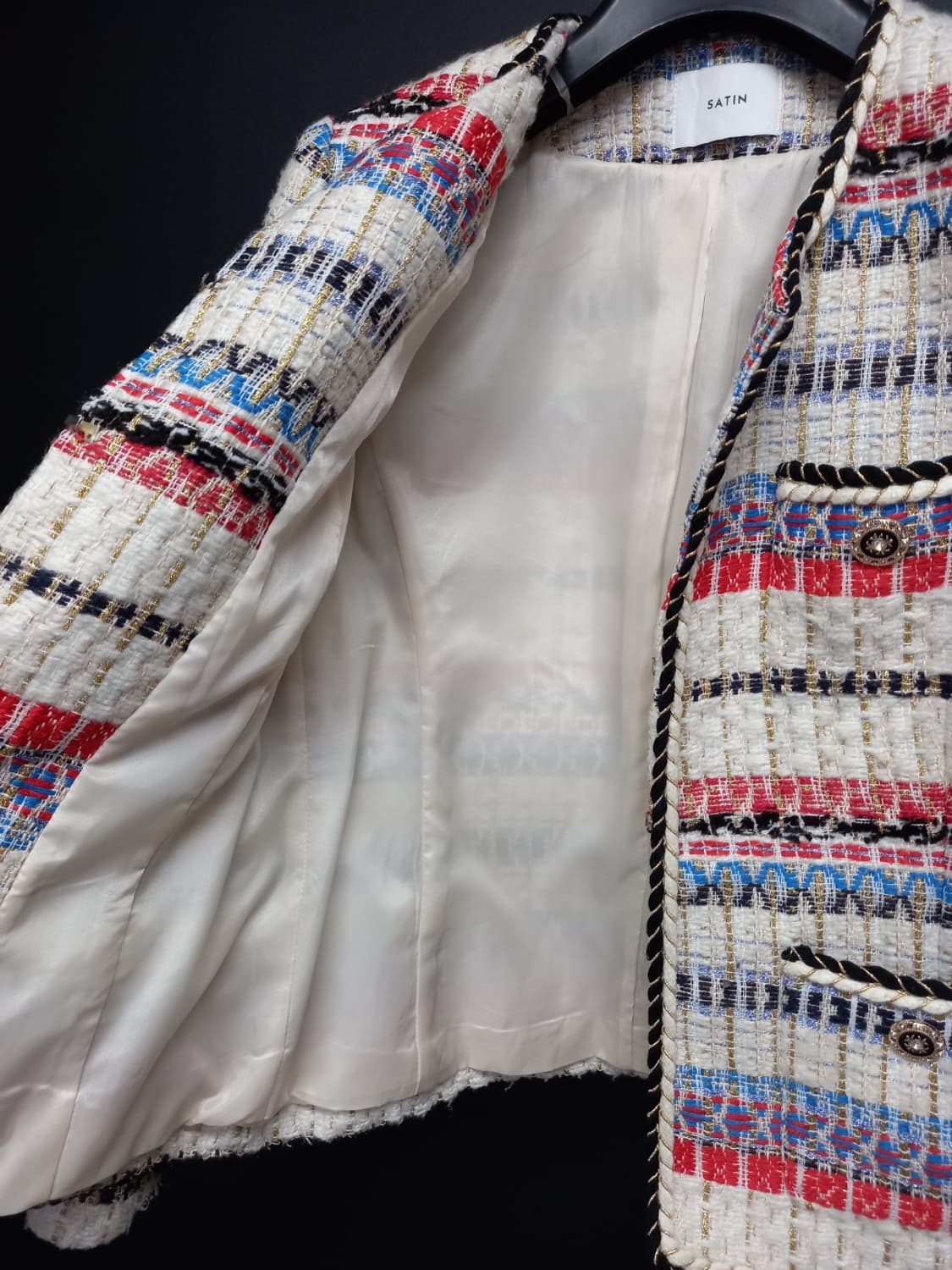 샤틴 SATIN 춘추동 트위드 숏 자켓 55.44 상품이미지7