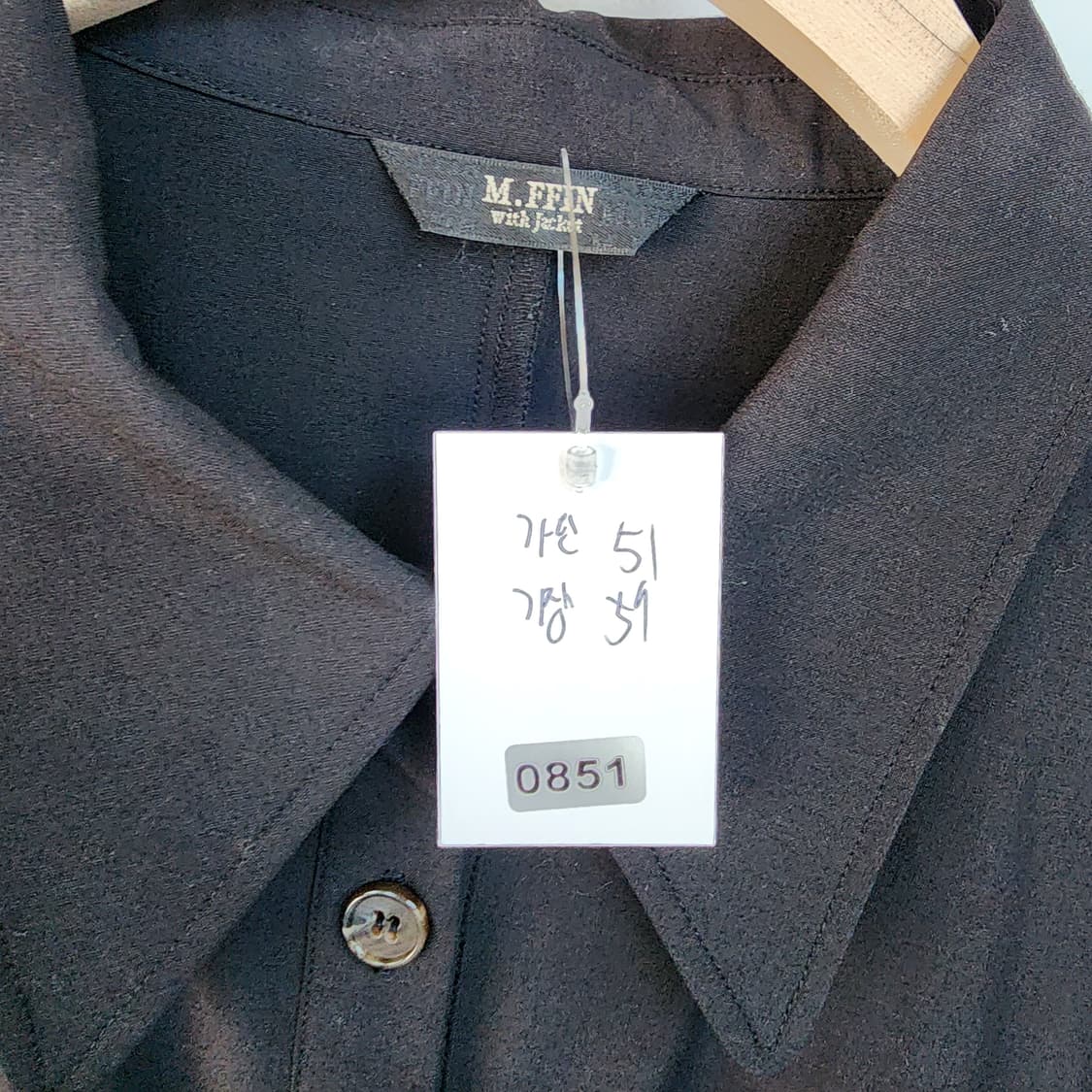 M.FFIN 블랙 카라넥 셔츠 블라우스 상품이미지7