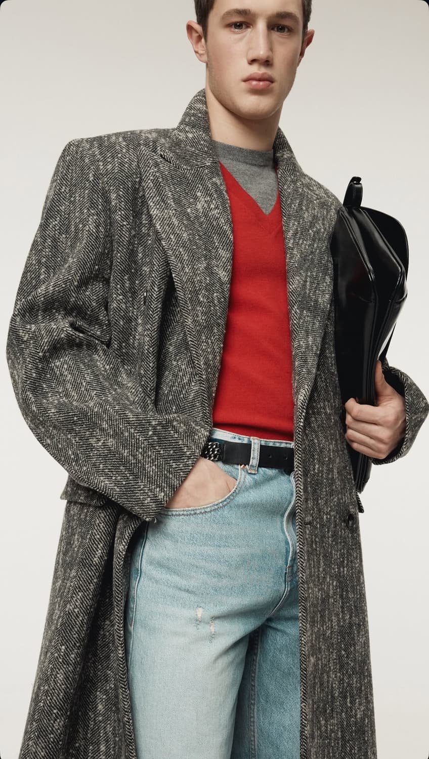 렉토 25FW 헤링본 더블 코트 그레이 상품이미지7