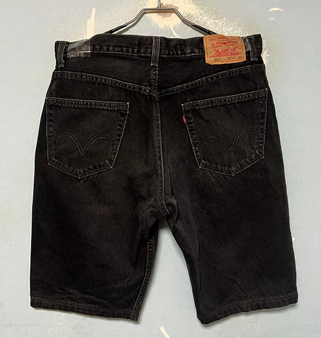 리바이스550 00s 남자 청반바지 데님쇼츠 릴렉스핏 흑청 L 32 상품이미지2
