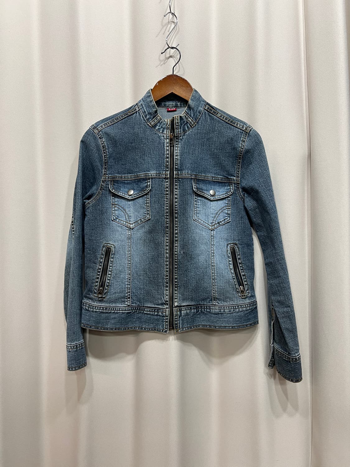 빈티지 여성 투포켓 헨리넥 데님 트러커 상품이미지2