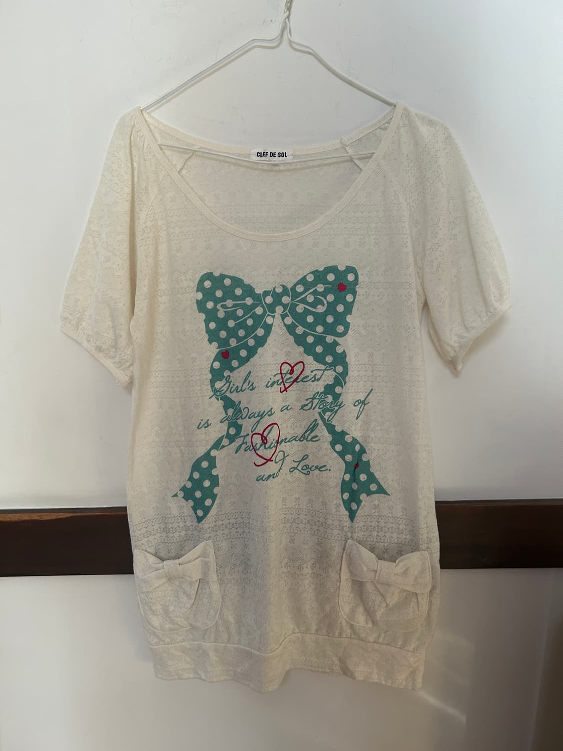 리본 레이스 티셔츠  상품이미지1