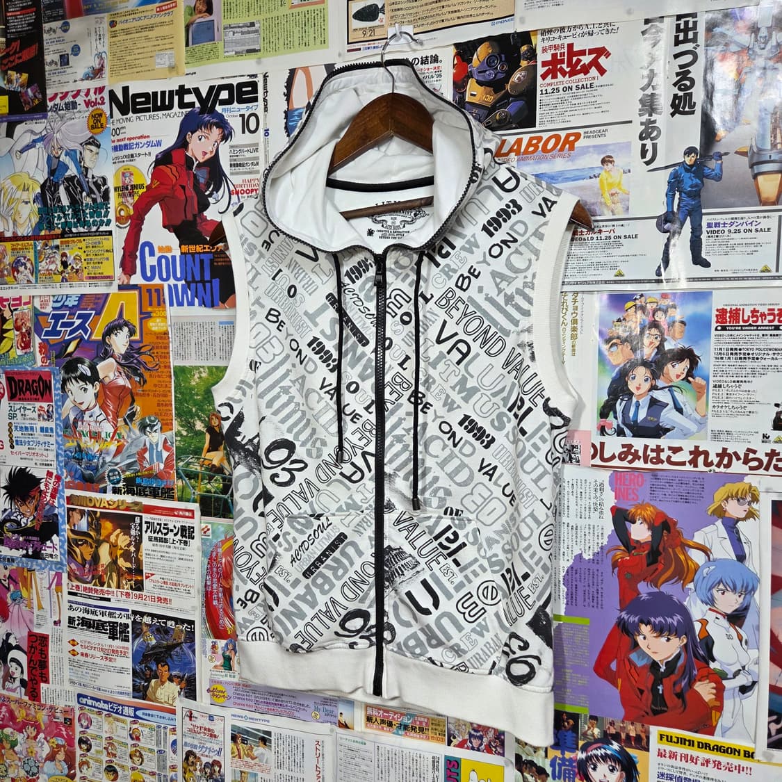 빈티지 레터링 베스트 후드집업 상품이미지2