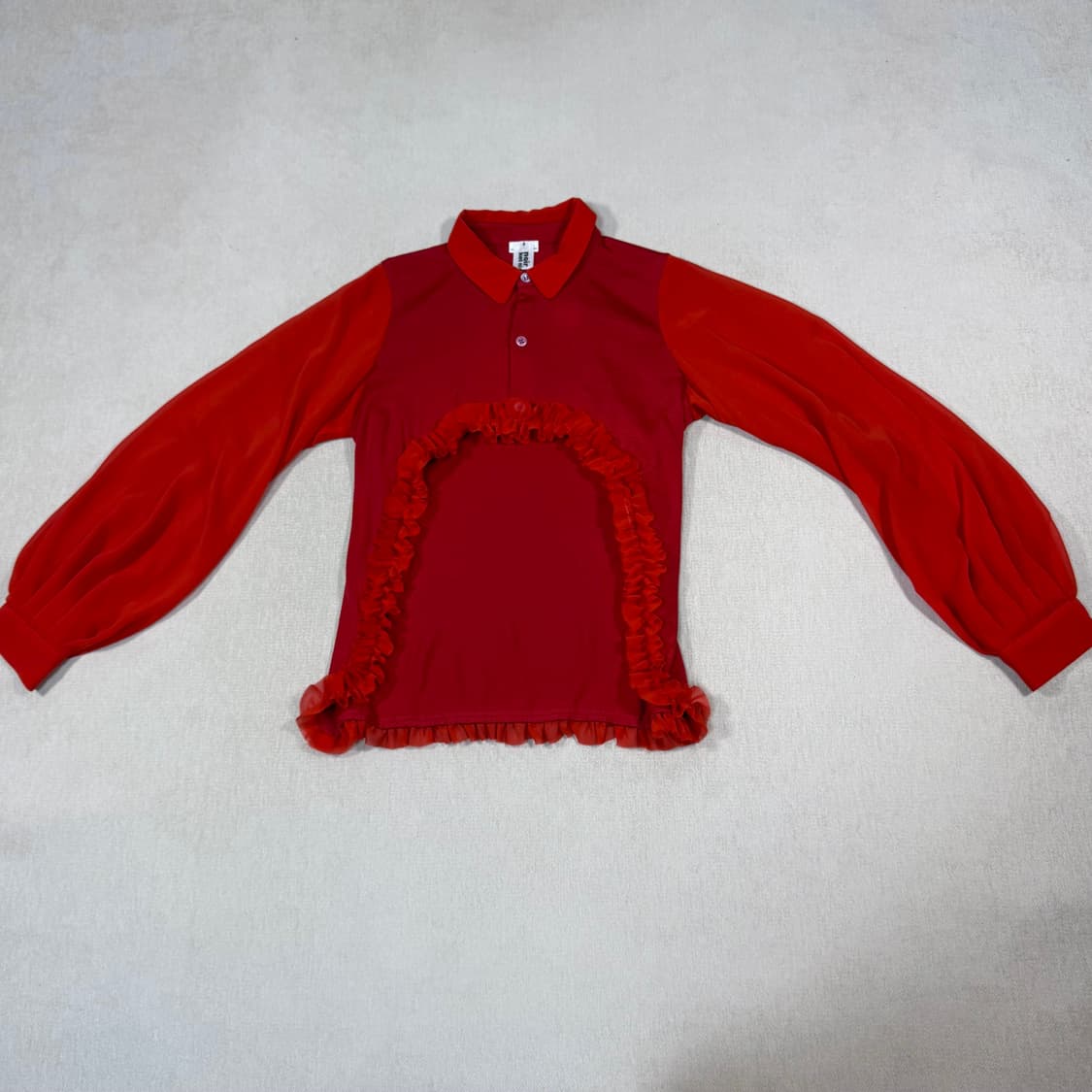 Tulle Ruffle Red Short Cardigan 상품이미지3
