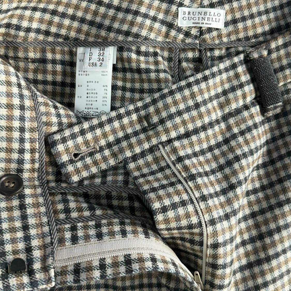 브루넬로 쿠치넬리 체크 울 캐시 크롭 팬츠 상품이미지2