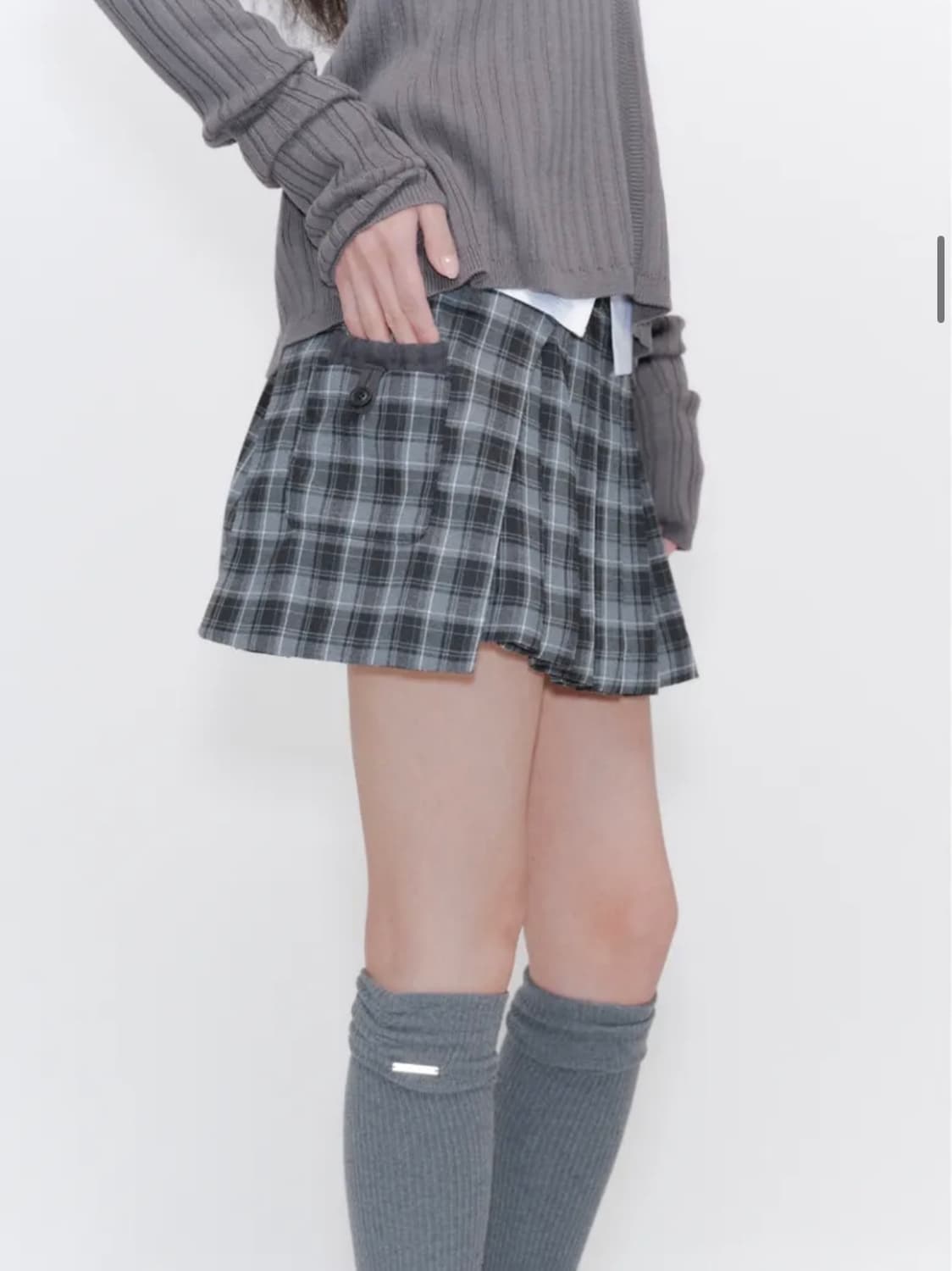 미세키서울 Pocket layered check skirt CHARCOA 상품이미지2