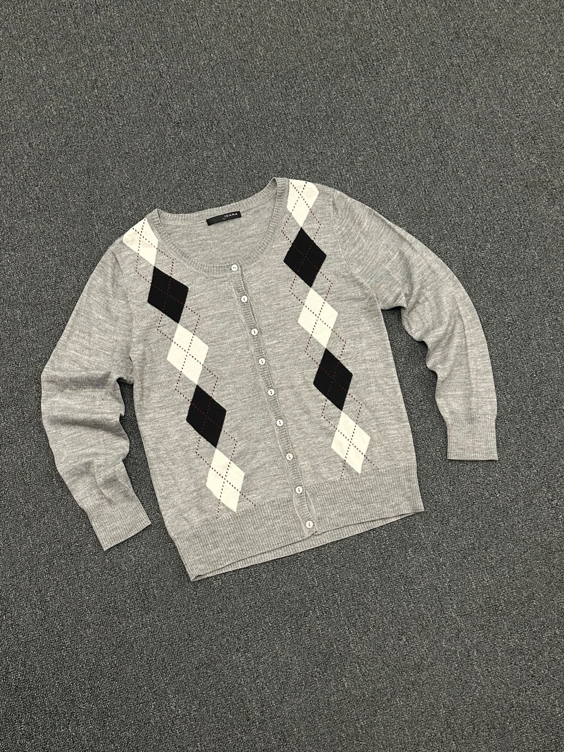 L)IDANA 빈티지 여성 아가일 패턴 가디건 상품이미지1