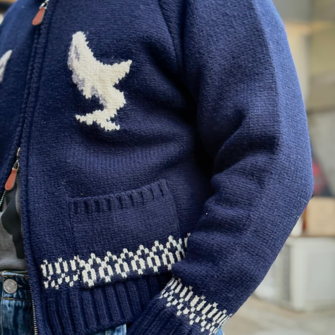 빈티지 고래 패턴 코위찬 스웨터 F 상품이미지9