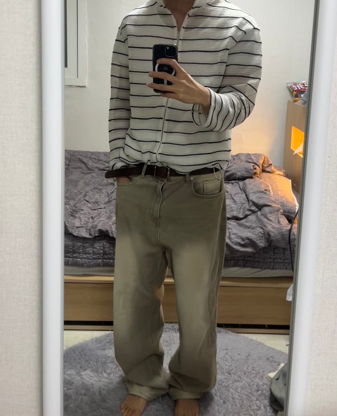 스트라이프 후드 집업 가디건 상품이미지2