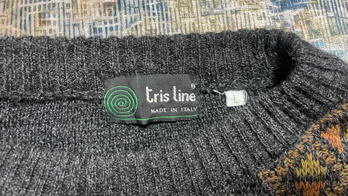 80s 이태리 빈티지 Tris Line 빈티지 유니크 패턴 니트 스웨터 상품이미지6