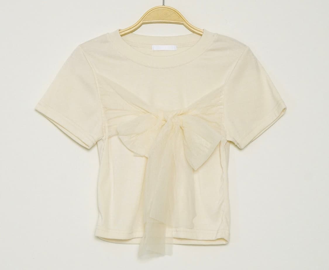 레이스 쉬폰 리본 반팔 상품이미지3