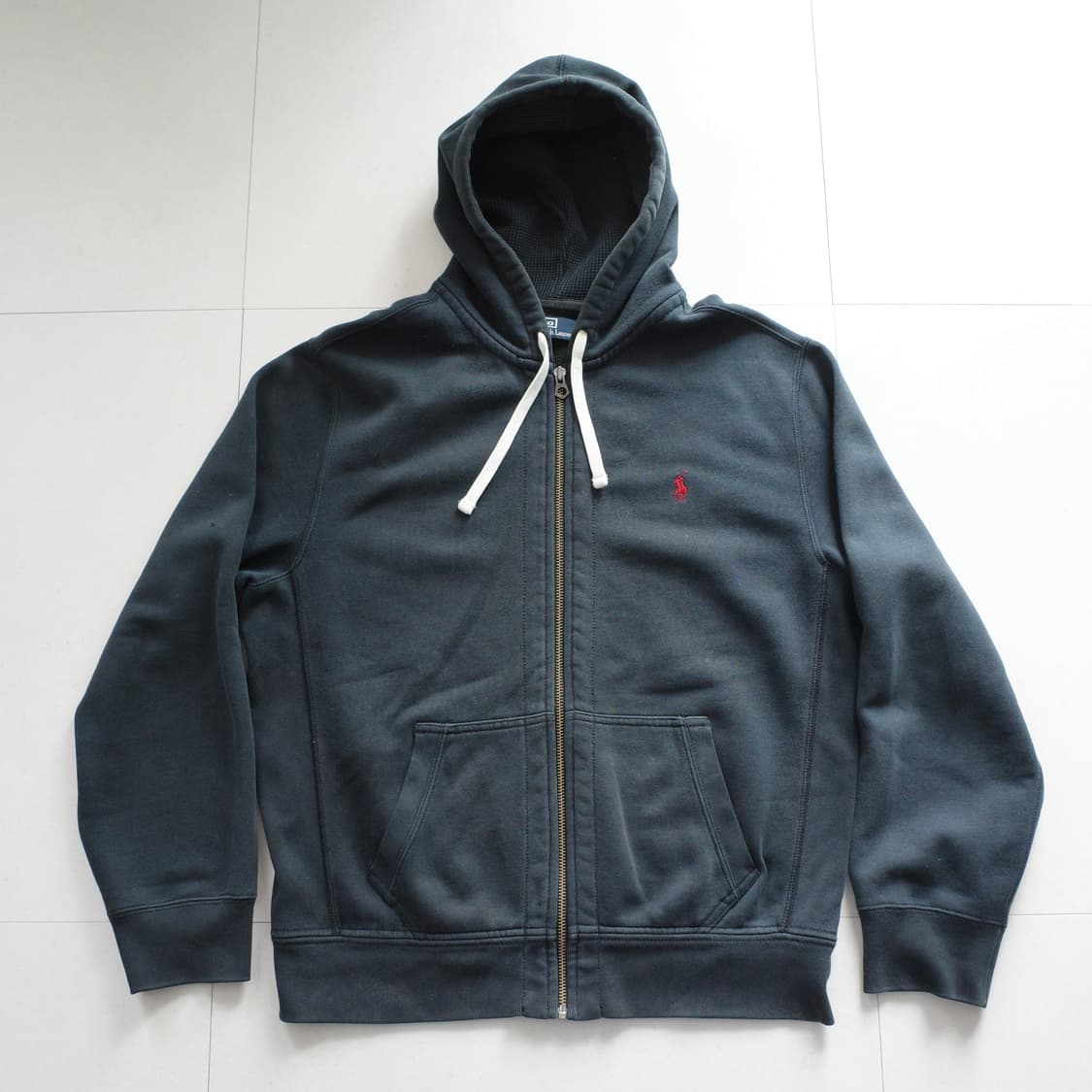 90s 폴로 랄프로렌 써멀 집업 후드 XL 블랙 상품이미지1