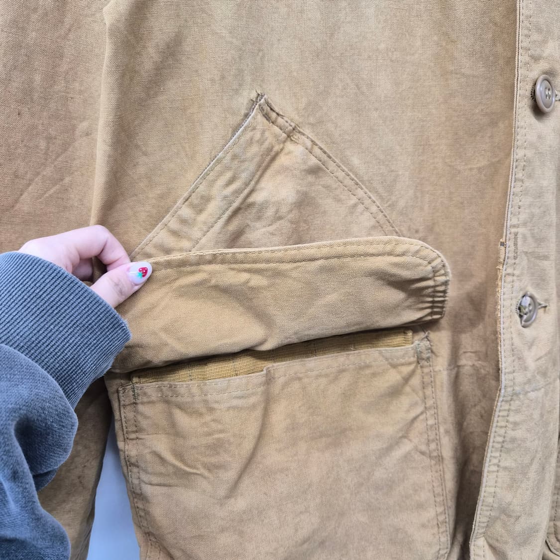 빈티지 워크 자켓 브라운 코듀로이 카라 남성 L 상품이미지2